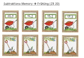 Vorschau - Stationenlernen - Frühling - Subtraktionsmemory - ZR20 - Seite 3