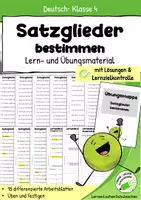 Vorschau - Arbeitsblätter - Satzglieder bestimmen – Übungsmappe mit differenzierten Arbeitsblättern & Lernzielkontrolle | Deutsch 4. Klasse - Deckblatt