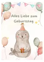 Vorschau - Mal- und Bastelvorlagen - Geburtstagskarte Robbe| Robbenklasse - Seite 2