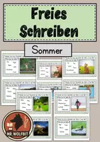 Vorschau - Stationenlernen - Freies Schreiben, Sommer, Geschichte, Text erfinden - Deckblatt