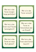Vorschau - Präsentationen/Tafelbilder - Wer hat ...? - Erzählen nach den Ferien - 40+ Fragekarten (editierbar) - Seite 1