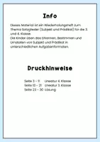 Vorschau - Arbeitsblätter - Satzglieder Wiederholungsheft, Subjekt und Prädikat, Arbeitsheft Klasse 3, 4 - Seite 1