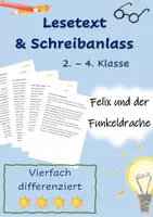 Vorschau - Text - Lesetext & Schreibanlass: Felix und der Funkeldrache (4-fach differenziert) - Deckblatt