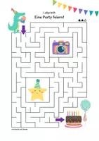 Vorschau - Arbeitsblätter - Labyrinth: Party & Geburtstag (Rätsel für die 1. & 2. Klasse) - Seite 1