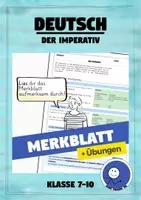 Vorschau - Arbeitsblätter - Merkblatt: Der Imperativ (+ Übungen mit Lösungen) - Deckblatt
