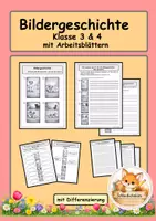 Vorschau - Arbeitsblätter - Bildergeschichte Hunde Klasse 3/4 mit Arbeitsblättern - Deckblatt