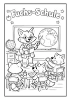 Vorschau - Arbeitsblätter - 🦊📚 Ausmalbild „Fuchs-Schule“ – Tiere im Klassenzimmer zum Ausmalen ✏️🎨 - Seite 1