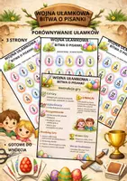 zapowiedź - Wojna ułamkowa – bitwa o pisanki 🥚 | Porównywanie ułamków | Ułamki zwykłe I Gra matematyczna | Wielkanocna matematyka I Klasa 4–5 - strona 1