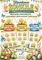 zapowiedź - Ułamkowe żonkile 🌼 – wycinanka wiosenna- matematyczna | ułamki zwykłe I ułamki właściwe, niewłaściwe i liczby mieszane (kl. 4–6) - obwoluta
