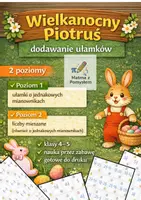 zapowiedź - Wielkanocy Piotruś - dodawanie ułamków zwykłych I 2 poziomy I gra matematyczna klasy 4 - 5 - obwoluta