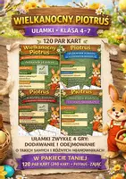 zapowiedź - Wielkanocny Piotruś – ułamki zwykłe – dodawanie i odejmowanie – 4 gry – klasy 4–7 – 120 kart + karta Piotruś- Zając – PDF - obwoluta