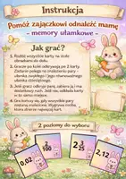 zapowiedź - Memory ułamkowe – zamiana ułamków zwykłych i liczb mieszanych na liczby dziesiętne – gra matematyczna wielkanocna klasa 4–5 - strona 1