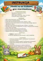 zapowiedź - Ułamki zwykłe na osi liczbowej + dodawanie i odejmowanie ułamków zwykłych i liczb mieszanych o takich samych mianownikach – gra z marchewkami – Poziom 2 (Głodny zajączek, klasa 4-5) - strona 1
