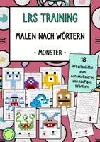 Vorschau - Arbeitsblätter - Malen nach Wörtern Monster 18 ABs LRS Training Sichtwortschatz Pixelbilder Förderung - Deckblatt