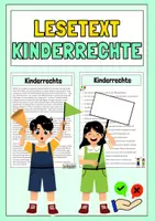 Vorschau - Arbeitsblätter - Kinderrechte - Lesetext mit Fragen + Lösung - Deckblatt