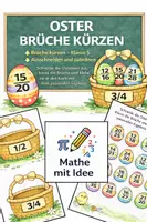 Vorschau - Arbeitsblätter - Brüche kürzen – Ostern – Ausschneiden und Zuordnen – Mathe Arbeitsblatt Klasse 5 - Seite 1