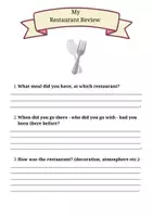Προεπισκόπηση - Φύλλα εργασίας - Writing a Restaurant Review Worksheet - Σελίδα 1