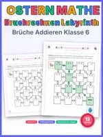 Vorschau - Arbeitsblätter - Bruchrechnen Labyrinth: Brüche Addieren - Ostern Mathe - Deckblatt
