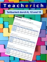 Vorschau - Arbeitsblätter - Teilbarkeit durch die Zahlen 6, 12 und 15 - Deckblatt