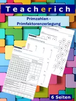 Vorschau - Arbeitsblätter - Primzahlen / Primfaktorenzerlegung - Deckblatt