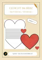 Vorschau - Arbeitsblätter - Gedicht im Herz ~ für den Muttertag / Vatertag - Deckblatt