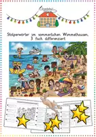 Vorschau - Arbeitsblätter - Sommer / Jahreszeiten: Stolperwörter im sommerlichen Wimmelhausen (3-fach-diff.) - Deutsch - Kl. 2/3 - Deckblatt