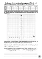 Vorschau - Arbeitsblätter - Quadratische Funktionen: Horizontal verschobene Normalparabel f(x) = f(x) = (x-d)² - Seite 1