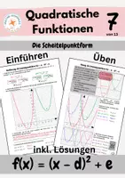Vorschau - Arbeitsblätter - Qudaratische Funktionen: Die Scheitelpunktform f(x) = (x-d)² + e - Deckblatt