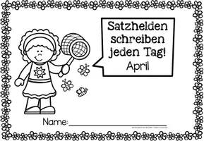 Vorschau - Stationenlernen - Sätze schreiben / Satz des Tages / Schüttelsätze (Grundschrift) schreiben April Ostern Frühling - Seite 1