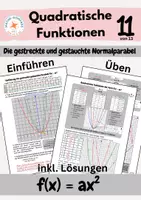 Vorschau - Arbeitsblätter - Quadratische Funktionen: Die gestreckte und gestauchte Normalparabel f(x) = ax² - Deckblatt