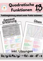 Vorschau - Arbeitsblätter - Quadratische Funktionen: Funktionsgleichung anhand von Punkten - Deckblatt