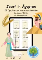 Vorschau - Arbeitsblätter - 🌾Quizkarten zum Ausschneiden | Josef in Ägypten | Bibelgeschichte Josef | Prophet Josef | Religionsunterricht | Lernspiel Grundschule | Ethik - Deckblatt