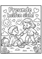 Vorschau - Arbeitsblätter - 💛 Ausmalbild „Freunde helfen sich!“ – Freundschaft & Hilfsbereitschaft 🤝 - Deckblatt