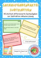 Vorschau - Stationenlernen - Sachrechnen Subtraktion 3fach differenziert - Deckblatt