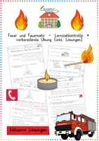 Vorschau - Arbeitsblätter - Feuer / Feuerwehr: Lernzielkontrolle (inkl. Übung) - Sachunterricht - Kl. 3/4 - Deckblatt