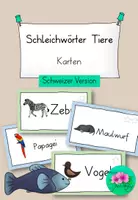 Vorschau - Aufgabenkarten - Schleichdiktat Tiere - lesen, merken, schreiben🇨🇭 - Deckblatt