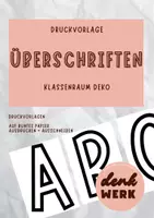 Vorschau - Mal- und Bastelvorlagen - Überschriften Paket Klassenraum Deko - Deckblatt