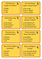 Vorschau - Quiz - Quizkarten zur Honigbiene - mit Lösungen - Seite 1