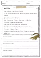 Vorschau - Arbeitsblätter - Sachtext Krokodil - Seite 1