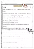 Vorschau - Arbeitsblätter - Sachtext Kühe - Seite 1