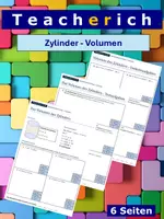 Vorschau - Arbeitsblätter - Zylinder - Volumen (Rauminhalt) - Deckblatt