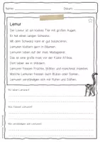 Vorschau - Arbeitsblätter - Sachtext Lemur - Seite 1