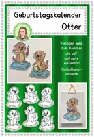 Vorschau - Mal- und Bastelvorlagen - Geburtstagskalender (editierbar) Klassentier Otter - Otterklasse - Deckblatt