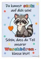 Vorschau - Poster - Klassentier Waschbär (Waschbärenklasse) – Wertschätzendes Klassenposter - Seite 1