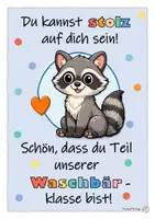 Vorschau - Poster - Klassentier Waschbär (Waschbärklasse) – Wertschätzendes Klassenposter - Seite 1
