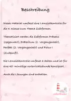 Vorschau - Test - Zeitformen Lernzielkontrolle/ Arbeit Klasse 4 - Seite 1