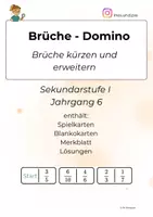 Vorschau - Spiele - Domino – Brüche kürzen und erweitern spielerisch üben! - Deckblatt