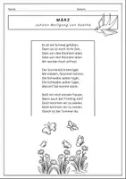 Vorschau - Arbeitsblätter - Gedichtanalyse Goethe März Klasse 7 8 - Seite 1