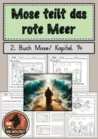 Vorschau - Arbeitsblätter - Teilung Meer, Bibel, Mose, Gott - Deckblatt