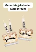 Vorschau - Mal- und Bastelvorlagen - Geburtstagskalender Klassenraum - Deckblatt
